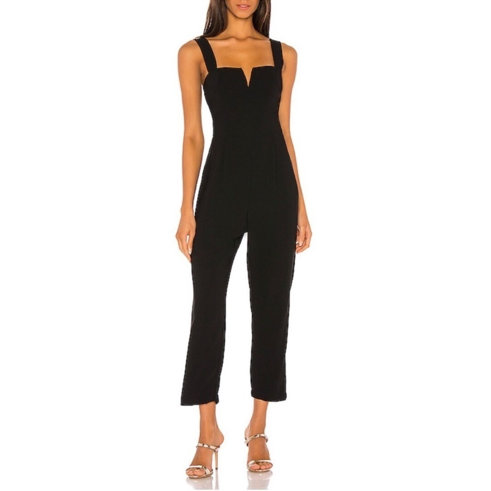 Amanda Uprichard Nia Jumpsuit Black Tapered Crop Leg Sleeveless Size Xs
